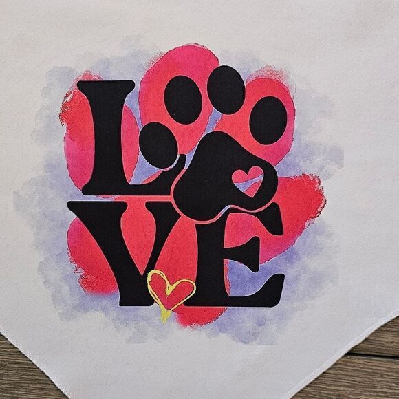 LOVE Dog Bandana Fits Most Dogs Unique Dog Mom Gift Dog Lover Pet NWT - Picture 2 of 4